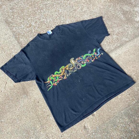 90s Vintage Hanes Snake Graphic XL Thrashed - Picture 1 of 7